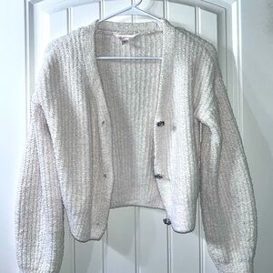 Cropped fuzzy cardigan